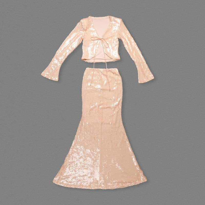 Sequin Two-Piece Mermaid Gown H6717