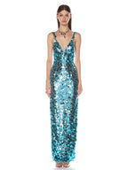 Sequin V-Neck Maxi Dress H6871