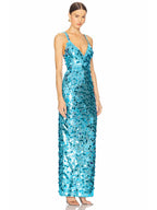 Sequin V-Neck Maxi Dress H6871