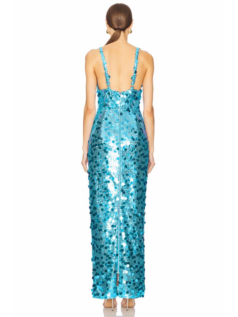 Sequin V-Neck Maxi Dress H6871