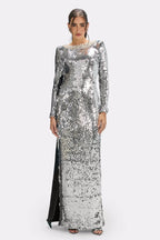 Sequined Backless Bow Maxi Dress H7120