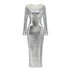 Sequined Backless Bow Maxi Dress H7120