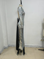 Sequined Backless Bow Maxi Dress H7120