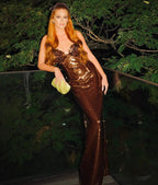 Sequined Bodice Mermaid Evening Gown H4718