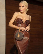 Sequined Bodice Mermaid Evening Gown H4718