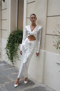 Sequined Cut-Out Long Sleeve Gown H6220