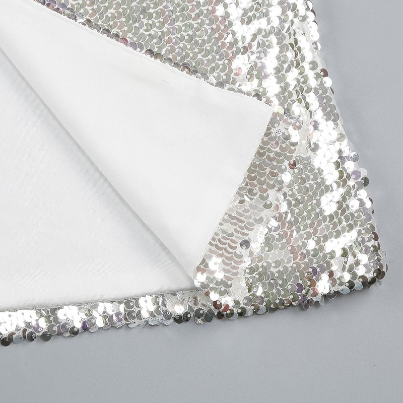 Sequined Cut-Out Long Sleeve Gown H6220