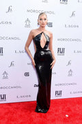 Sequined Deep V-Neck Halter Gown H5999