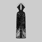 Sequined Deep V-Neck Halter Gown H5999