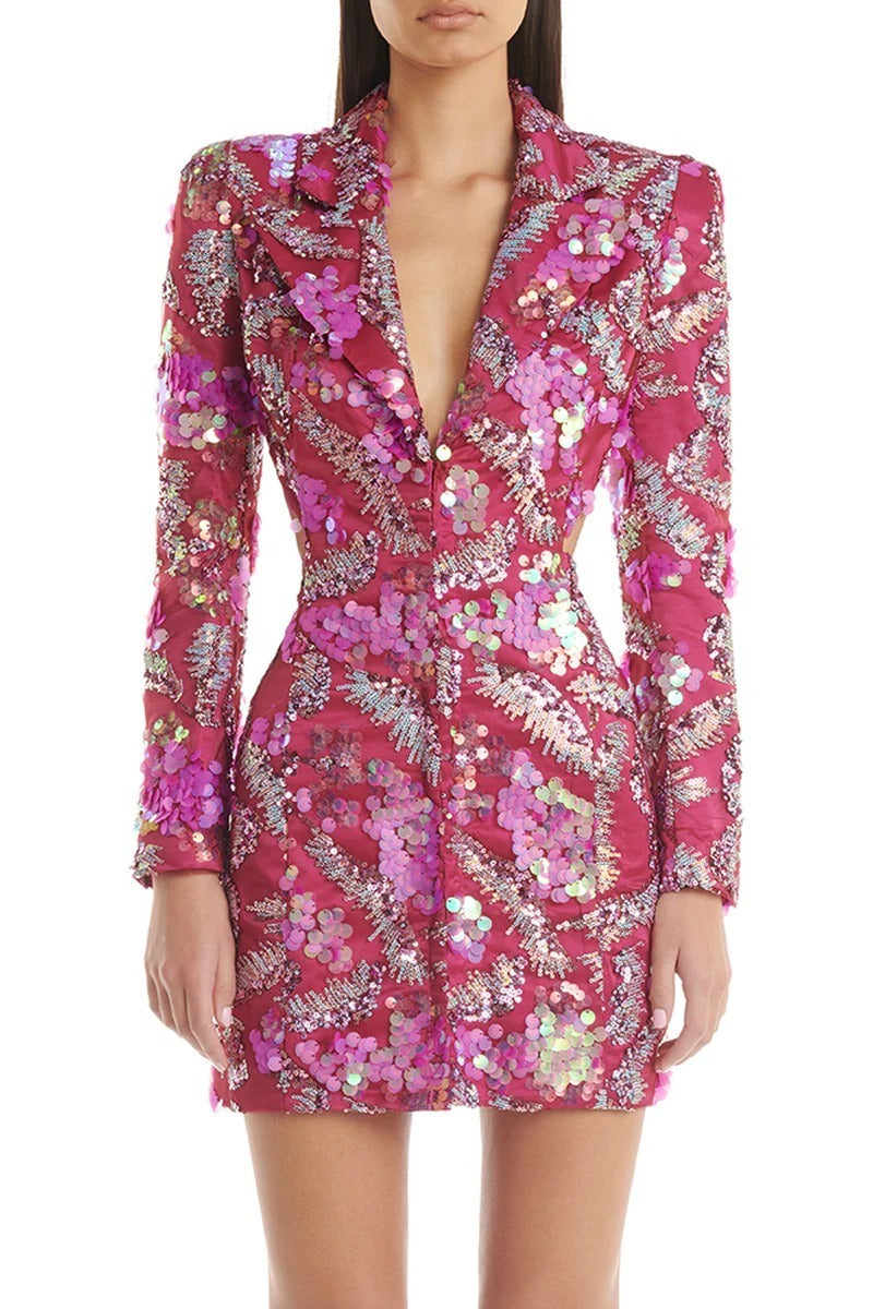 Sequined Floral Blazer Mini Dress H6250