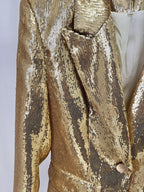 Sequined Gold Blazer & Flare Pants Set H6742