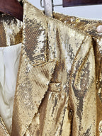 Sequined Gold Blazer & Flare Pants Set H6742