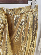 Sequined Gold Blazer & Flare Pants Set H6742