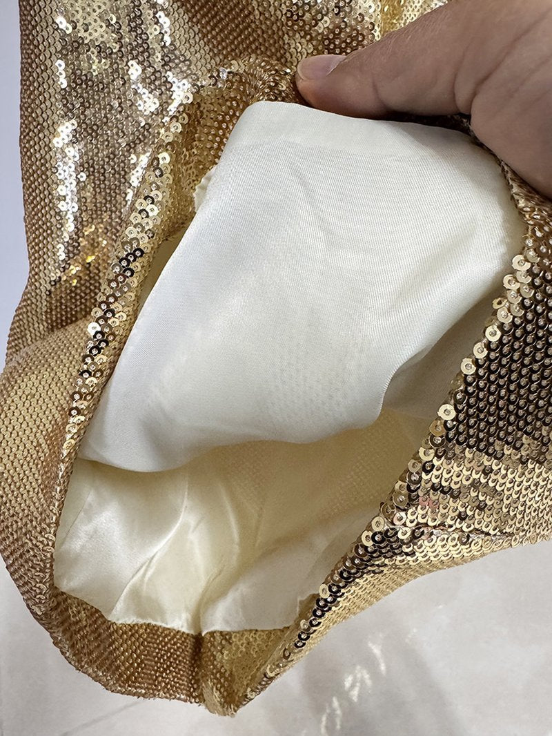 Sequined Gold Blazer & Flare Pants Set H6742