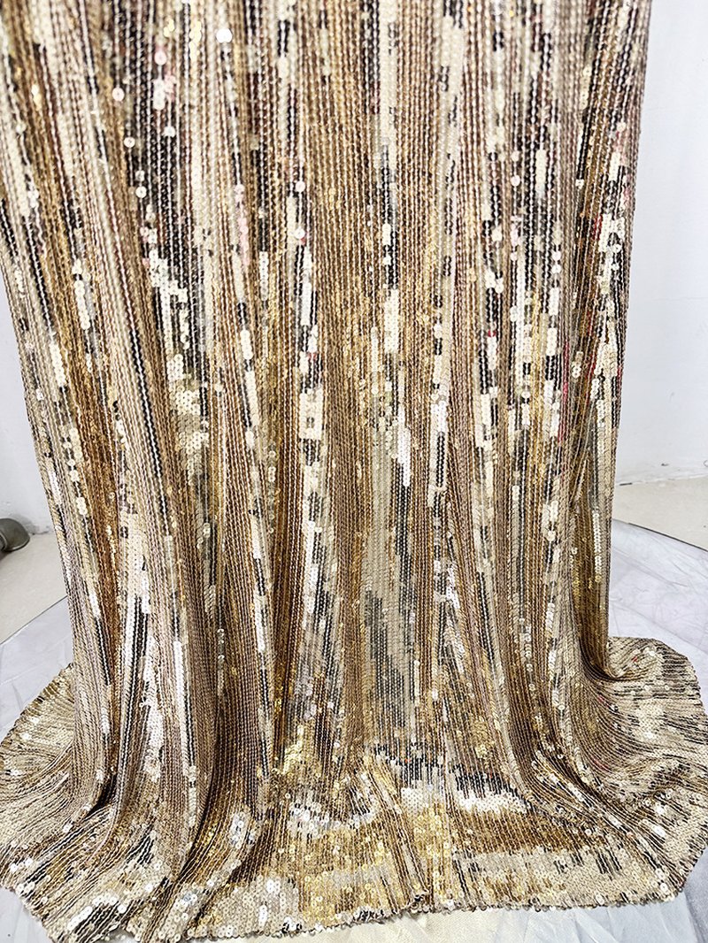 Sequined Long Sleeve Gold Maxi Dress H6731