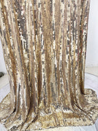 Sequined Long Sleeve Gold Maxi Dress H6731