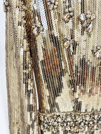 Sequined Long Sleeve Gold Maxi Dress H6731