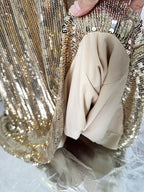 Sequined Long Sleeve Gold Maxi Dress H6731