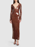 Sequined Long Sleeve Maxi Dress H5550