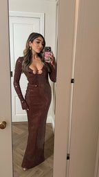 Sequined Long Sleeve Maxi Dress H5550
