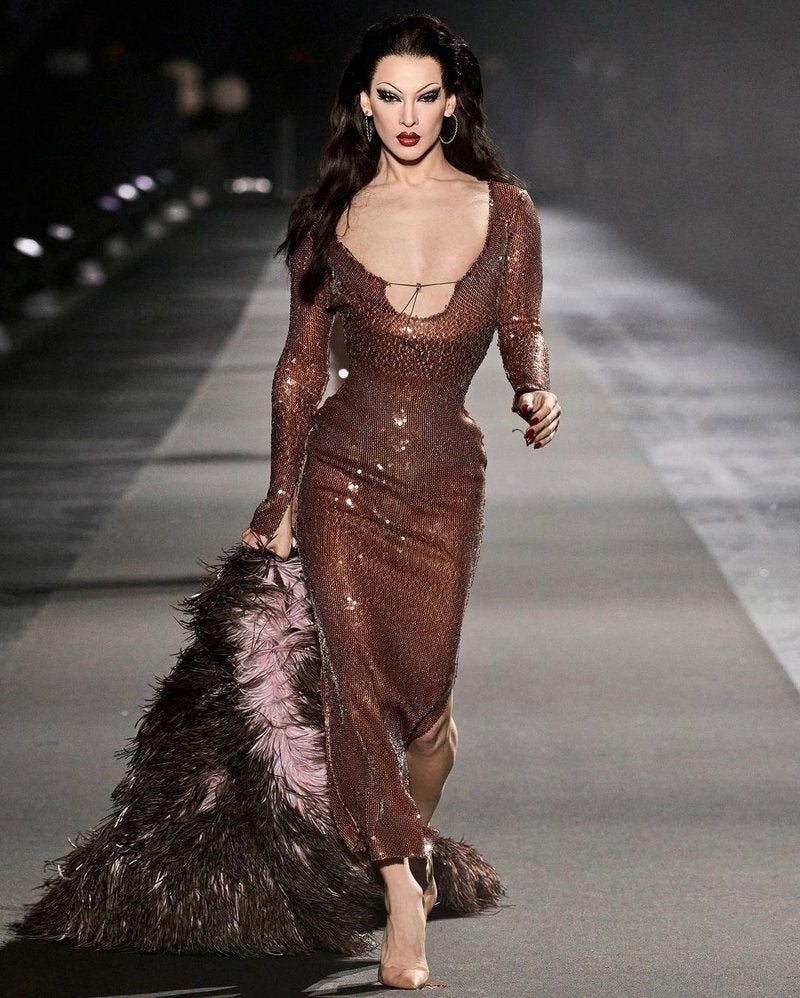 Sequined Long Sleeve Maxi Dress H5550