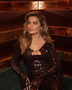 Sequined Long Sleeve Maxi Dress H5550