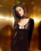Sequined Long Sleeve Maxi Dress H5550