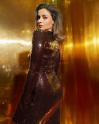 Sequined Long Sleeve Maxi Dress H5550
