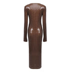Sequined Long Sleeve Maxi Dress H5550