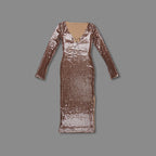 Sequined Long Sleeve Maxi Dress H5550