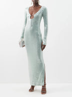 Sequined Long Sleeve Maxi Dress H5550