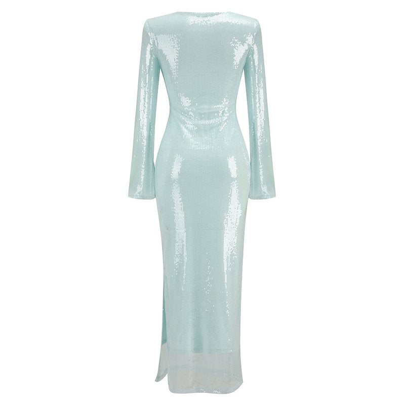 Sequined Long Sleeve Maxi Dress H5550