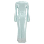 Sequined Long Sleeve Maxi Dress H5550