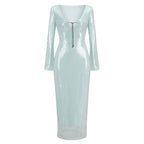Sequined Long Sleeve Maxi Dress H5550