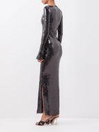 Sequined Long Sleeve Maxi Dress H5550