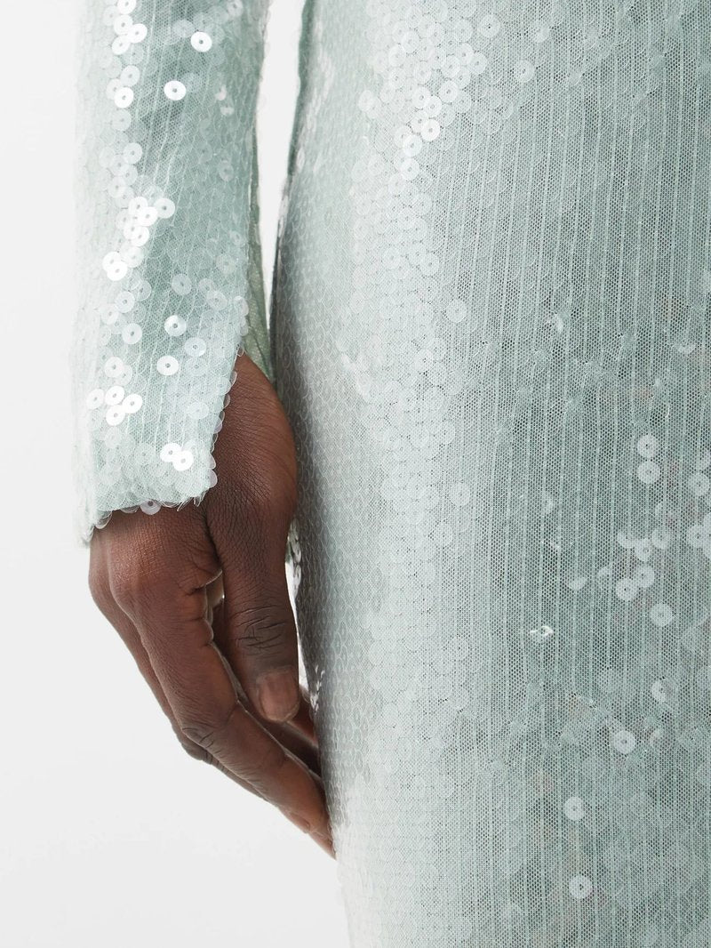Sequined Long Sleeve Maxi Dress H5550