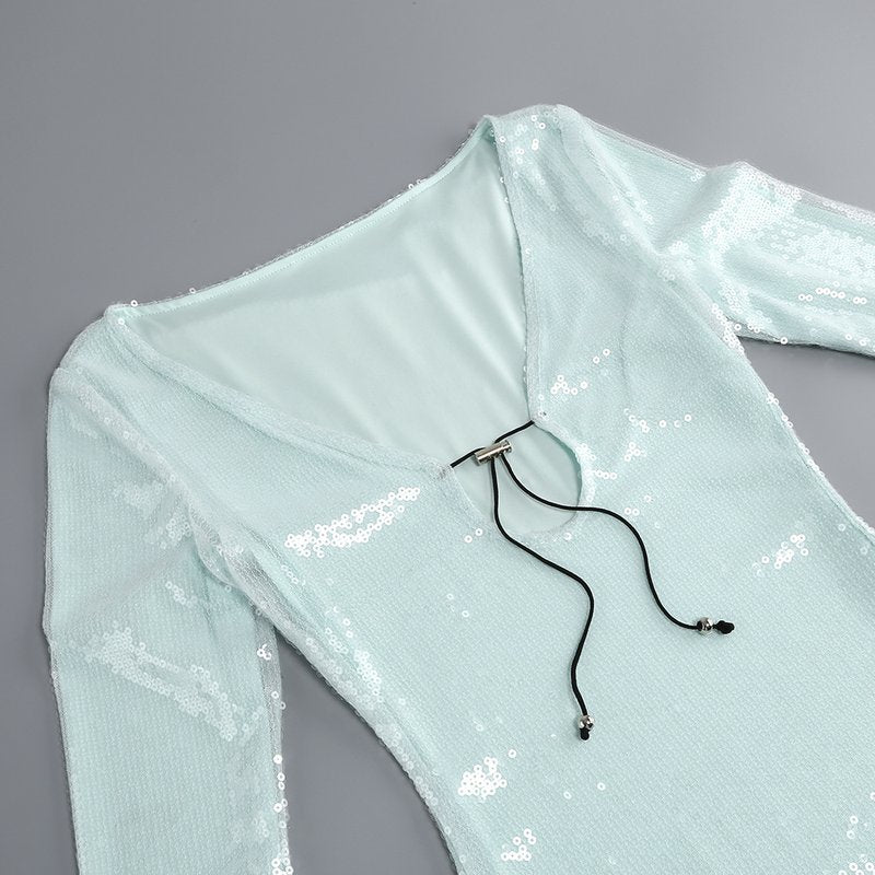 Sequined Long Sleeve Maxi Dress H5550