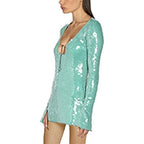 Sequined Long Sleeve Mini Dress H6065