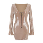 Sequined Long Sleeve Mini Dress H6065