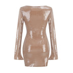 Sequined Long Sleeve Mini Dress H6065