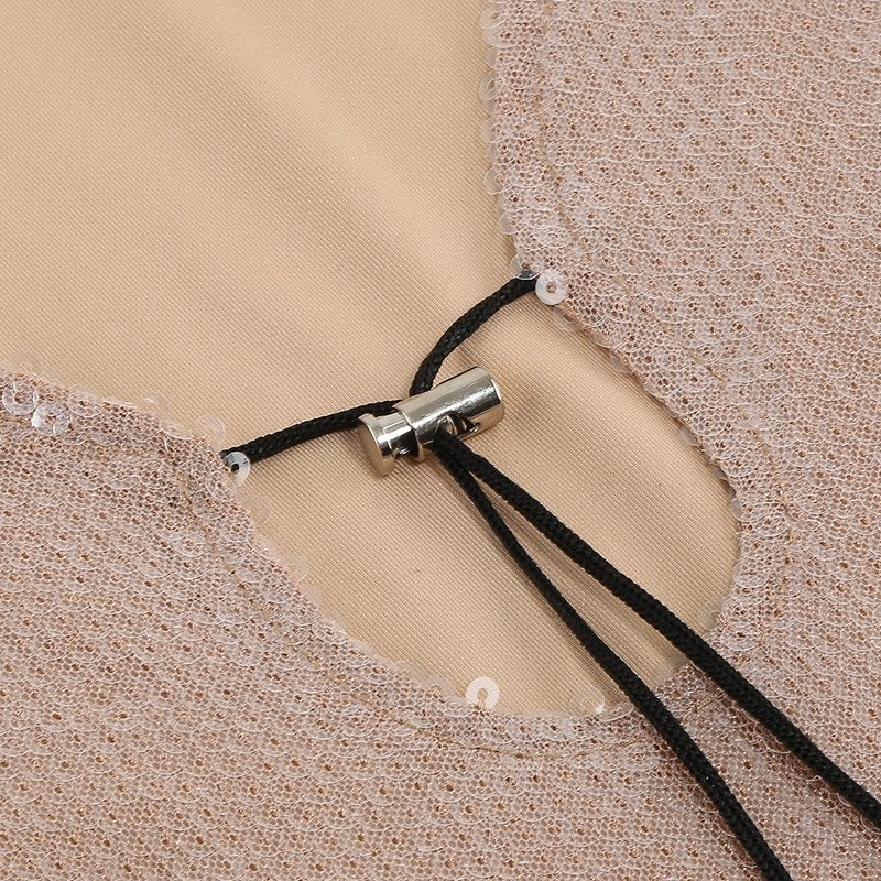 Sequined Long Sleeve Mini Dress H6065