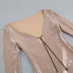 Sequined Long Sleeve Mini Dress H6065