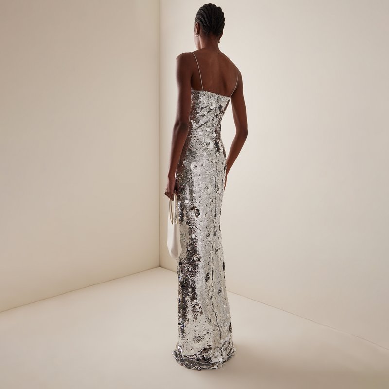 Sequined Mermaid Gown with Pink Feather Cape H6787