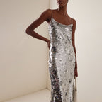 Sequined Mermaid Gown with Pink Feather Cape H6787