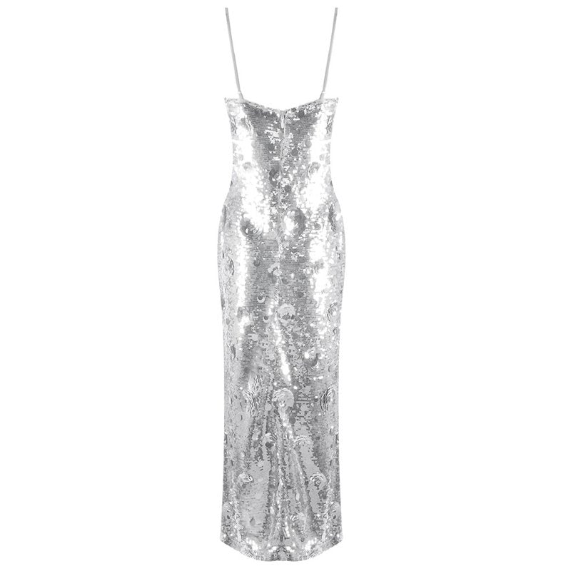 Sequined Mermaid Gown with Pink Feather Cape H6787