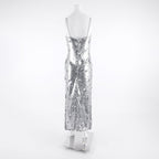 Sequined Mermaid Gown with Pink Feather Cape H6787