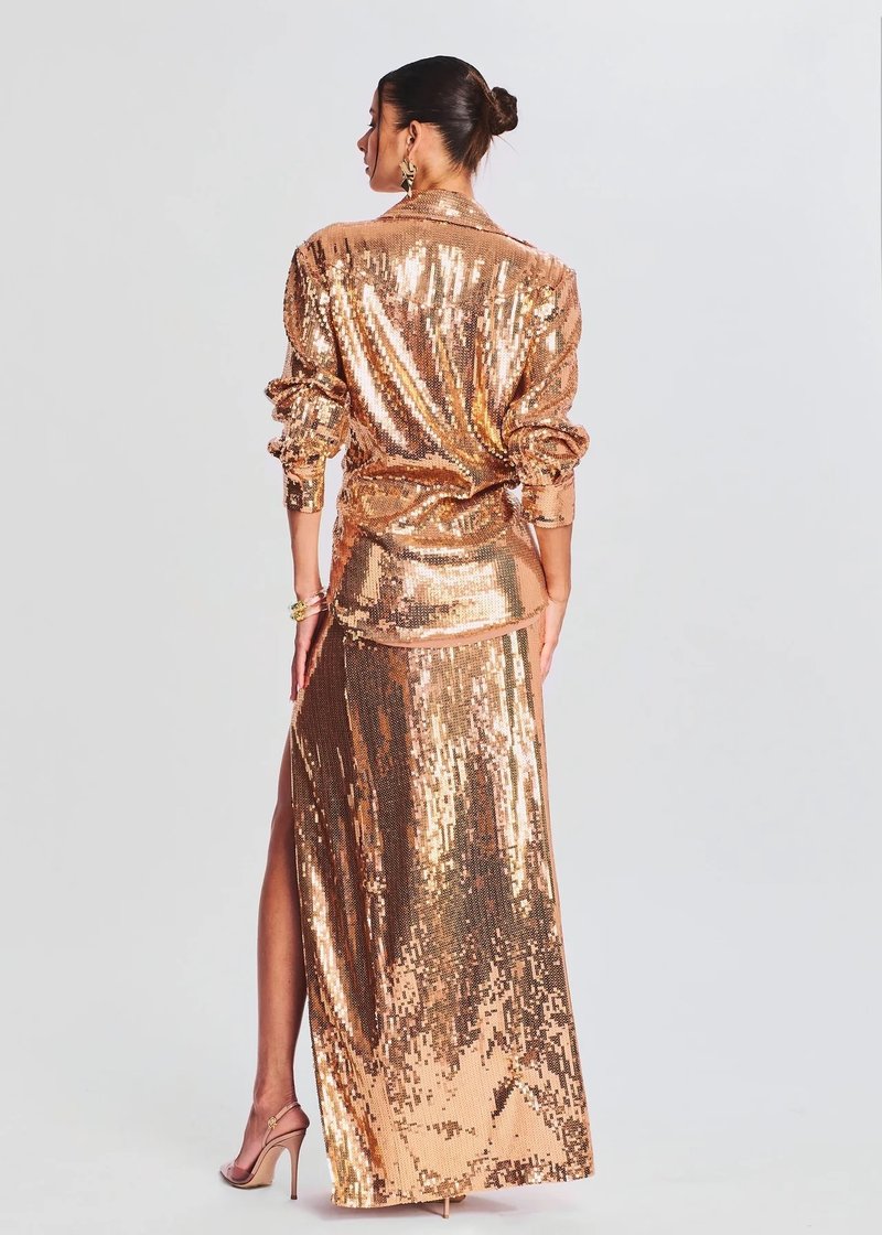 Sequined Red Shirt Maxi Dress H6092