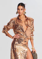 Sequined Red Shirt Maxi Dress H6092