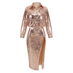Sequined Red Shirt Maxi Dress H6092