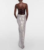 Sequined Strapless Two-Tone Gown H6442